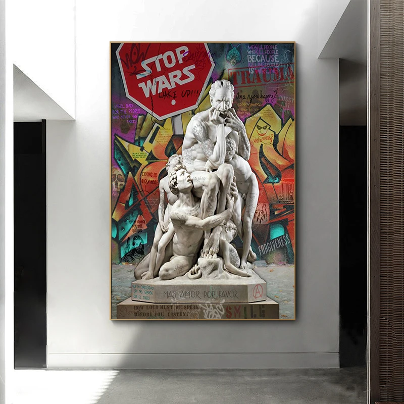 

Graffiti Art David Sculpture Canvas Paintings Abstract Color Posters And Prints For Living Room Home Decor On The Wall Pictures