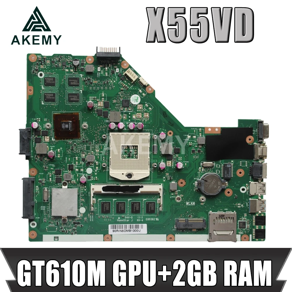

for ASUS X55VD X55C laptop motherboard X55VD REV2.2/2.1 HM76 PGA 989 N13M-GE6-S-A1 GeForce GT610M mainboard 100% tested 2GB RAM