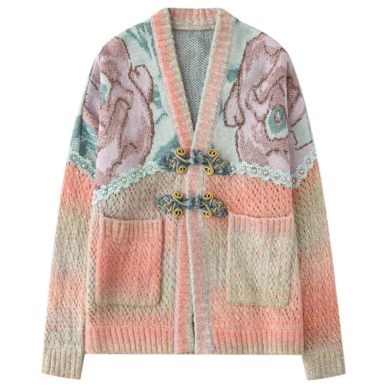 

Retro Loose Lazy Knit Cardigan Women 2021 Autumn And Winter Sweater Coat Top