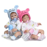 bluepink realistic lifelike reborn twins baby lovely kid toddler sleep play accompany mini doll with hair cute cloth toy gift