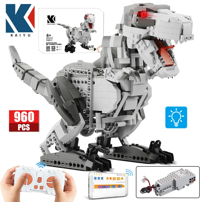 KAIYU 960 шт. с рисунком динозавра из мультфильма Парк Юрского периода RC тираннозавр