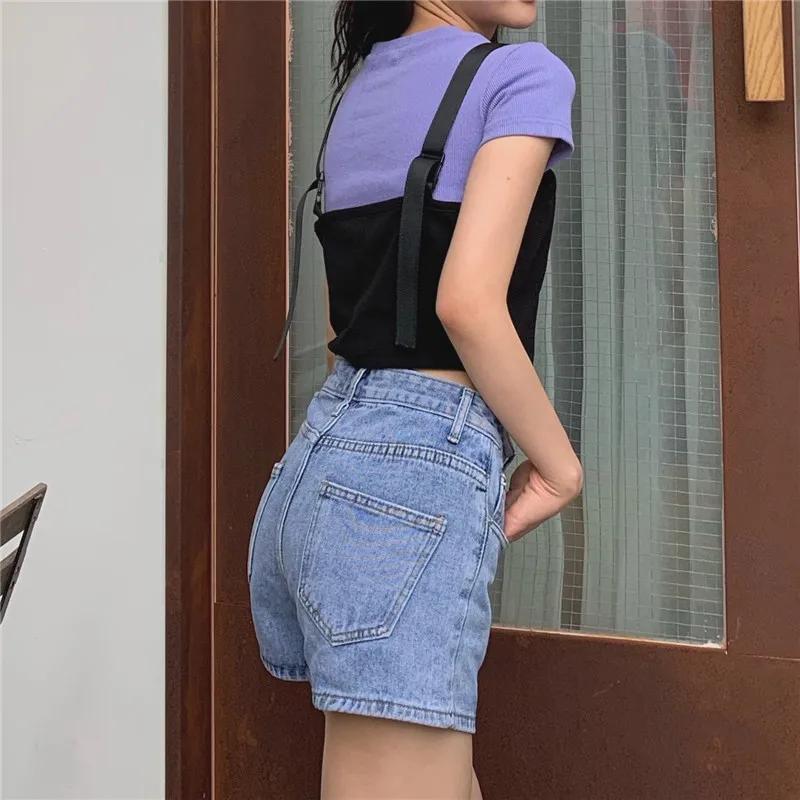 

Vintage Summer Girls Shorts Plus Size Retro High Waist Hollow Out Blue Denim Shorts Female Loose Casual Women Clothing