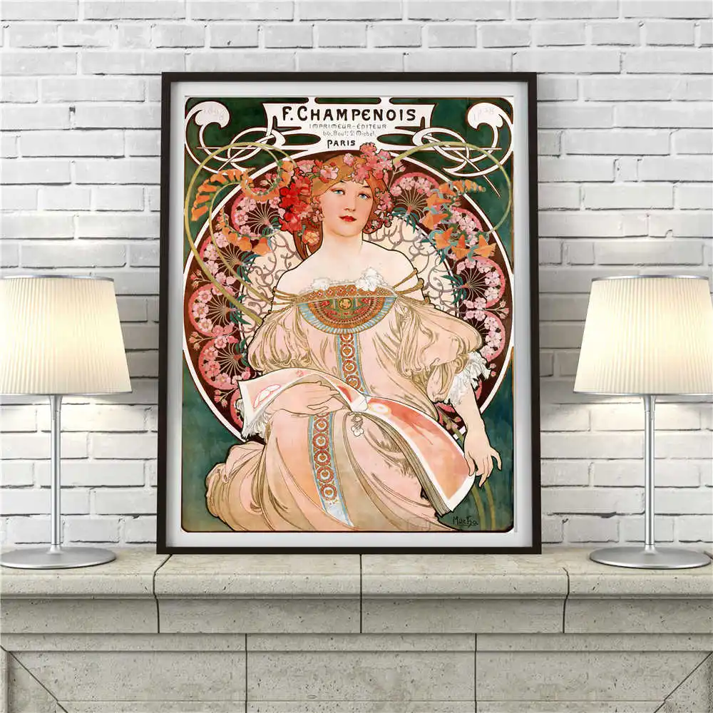 Оригинальная матерчатая постер из шелковой ткани Альфонса Мухи домашний декор