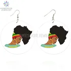 SOMESOOR Африканская Карта головная Повязка Женская круглая петля деревянные висячие серьги афро натуральные волосы дизайн с обеих сторон Печатные для женщин