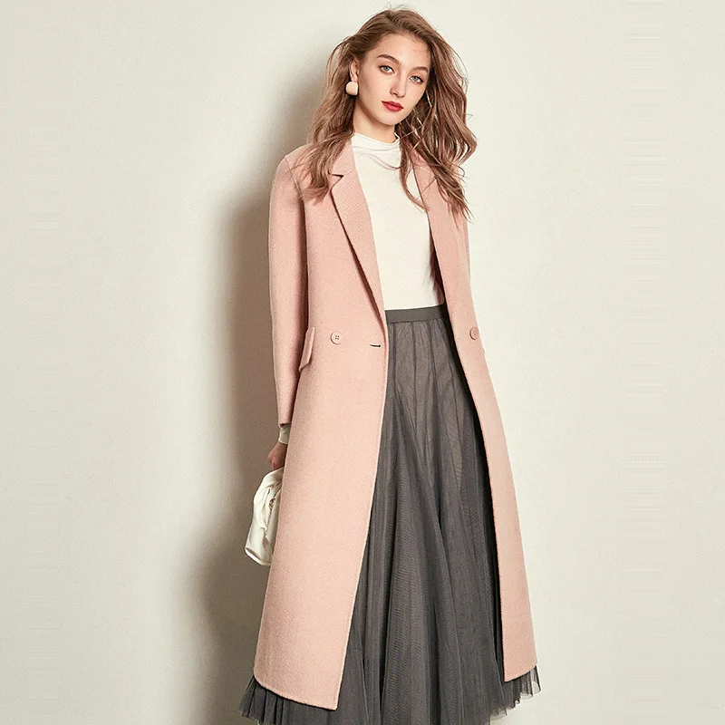 Высококачественное осеннее кашемировое пальто теплое зимнее длинное женское
