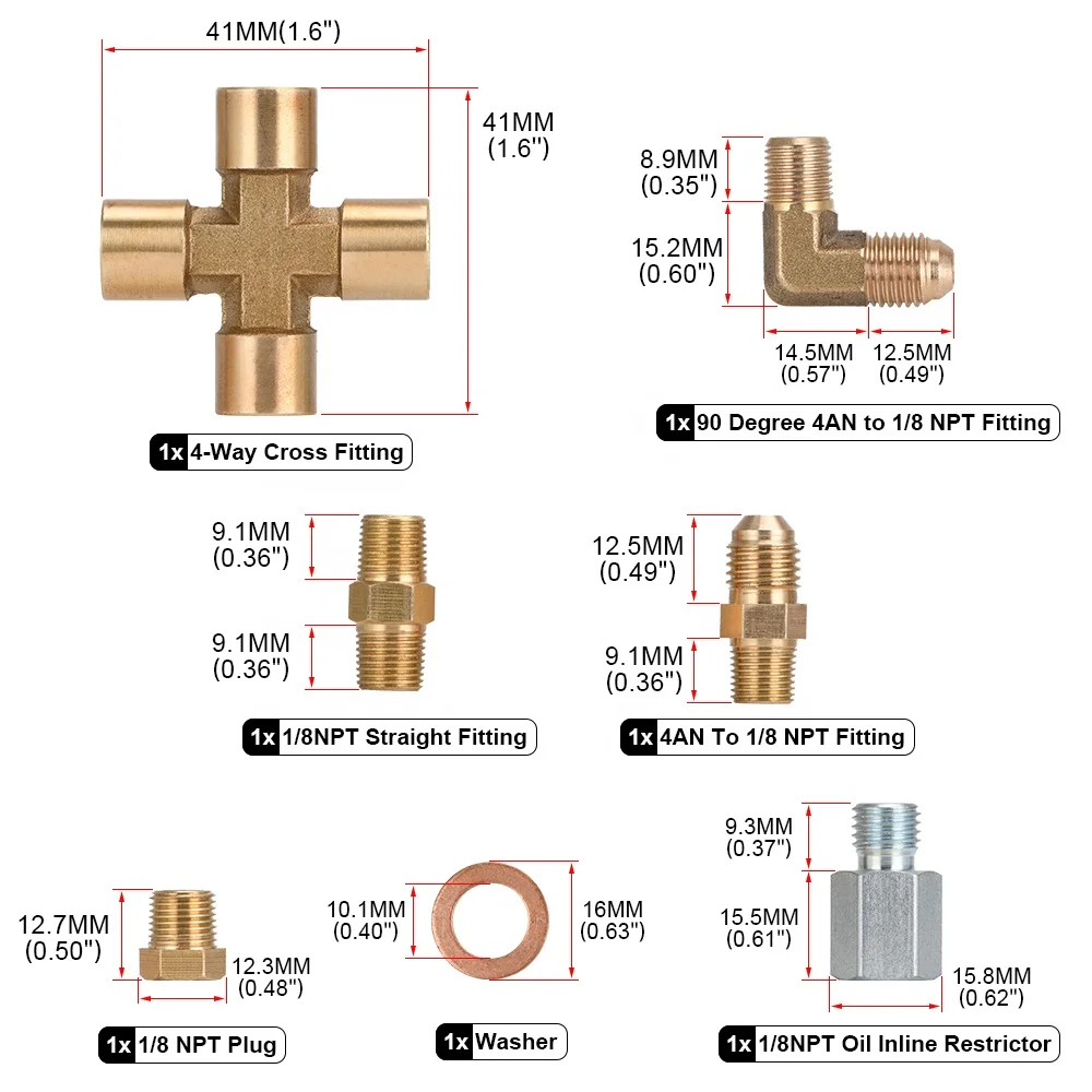 Turbocharger комплект трубок T3 T4 T3/T4 T04E T60 T61 T601 оплетка из нержавеющей стали Внутренний