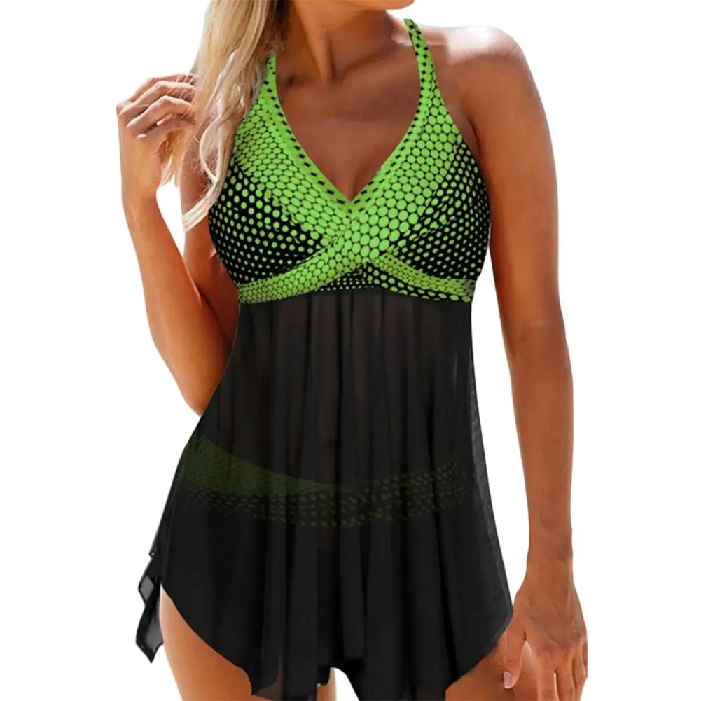 Оптовая продажа женский купальник с мягкой лямкой через шею и большим подолом