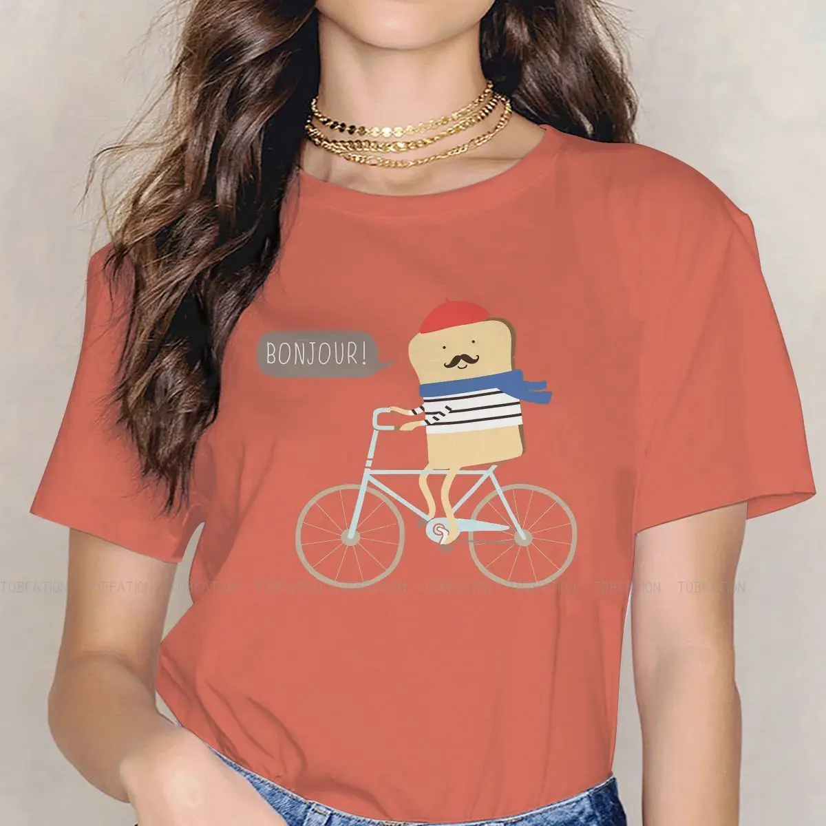 

French Toast Newest TShirts Cycling Cycle Sport Movement Woman Harajuku Fabric Tops T Shirt O Neck Big Size 5XL