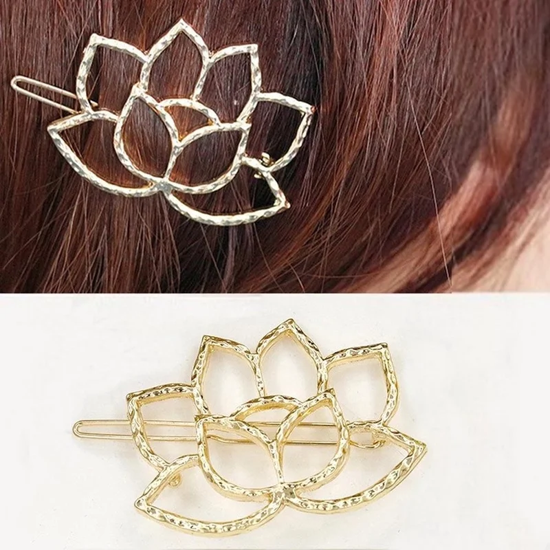 

Woman Hair Accessories Fashion Hollow out Hair Clip Pin Lotus Flower Shape Hairgrip Barrette Girls Headwear Hair Styling Tools