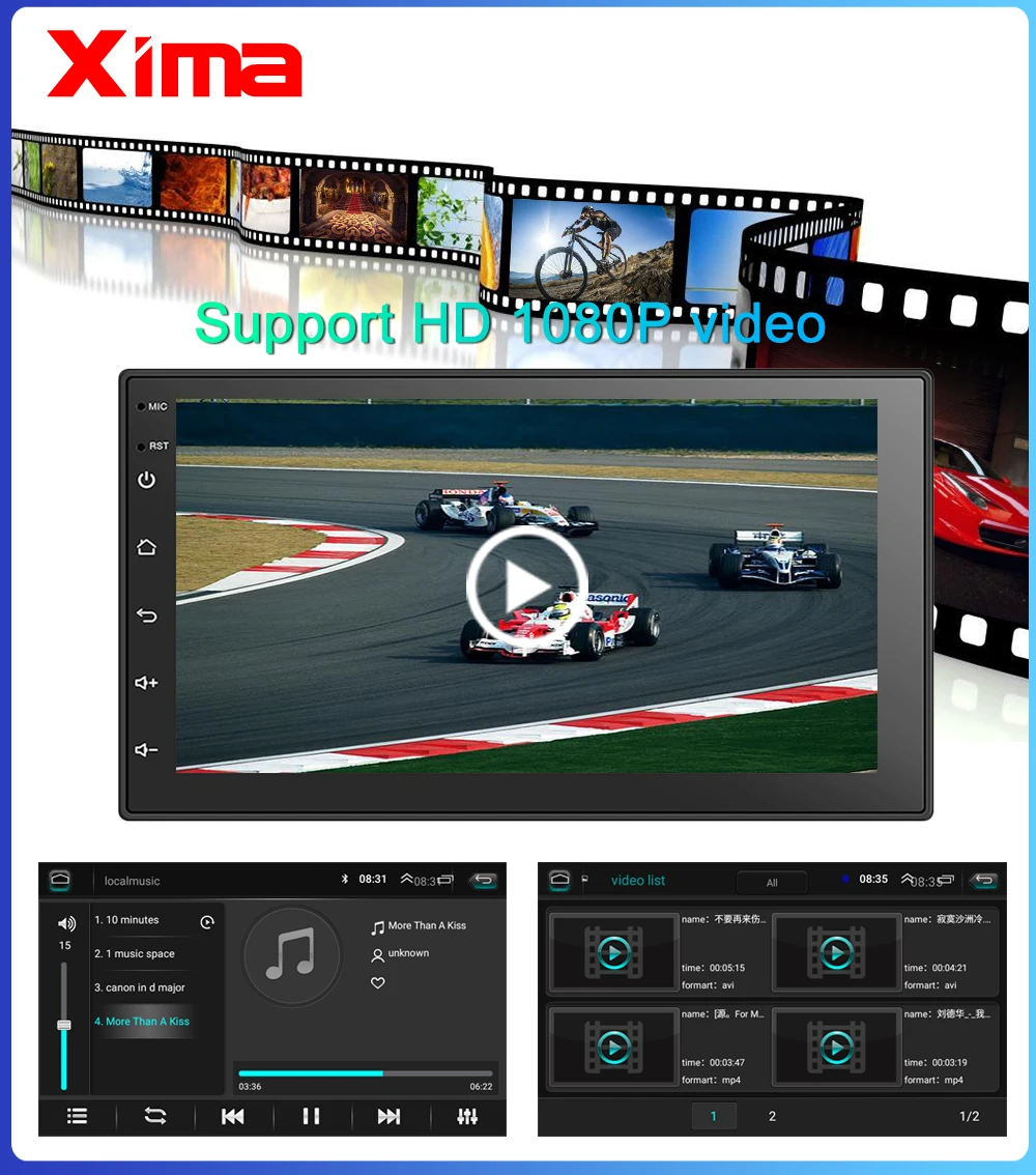XIMA Android9.0 2Din Car Radio Multimedia Player " Universal RAM2G GPS Navigation Audio Player For Nissan Toyota Hyundai Polo