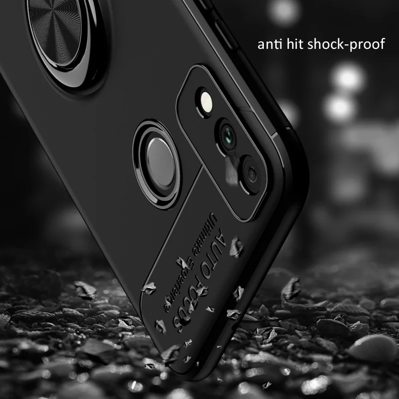 Чехол KEYSION с металлическим кольцом для Huawei Honor 9X Lite мягкий силиконовый матовый