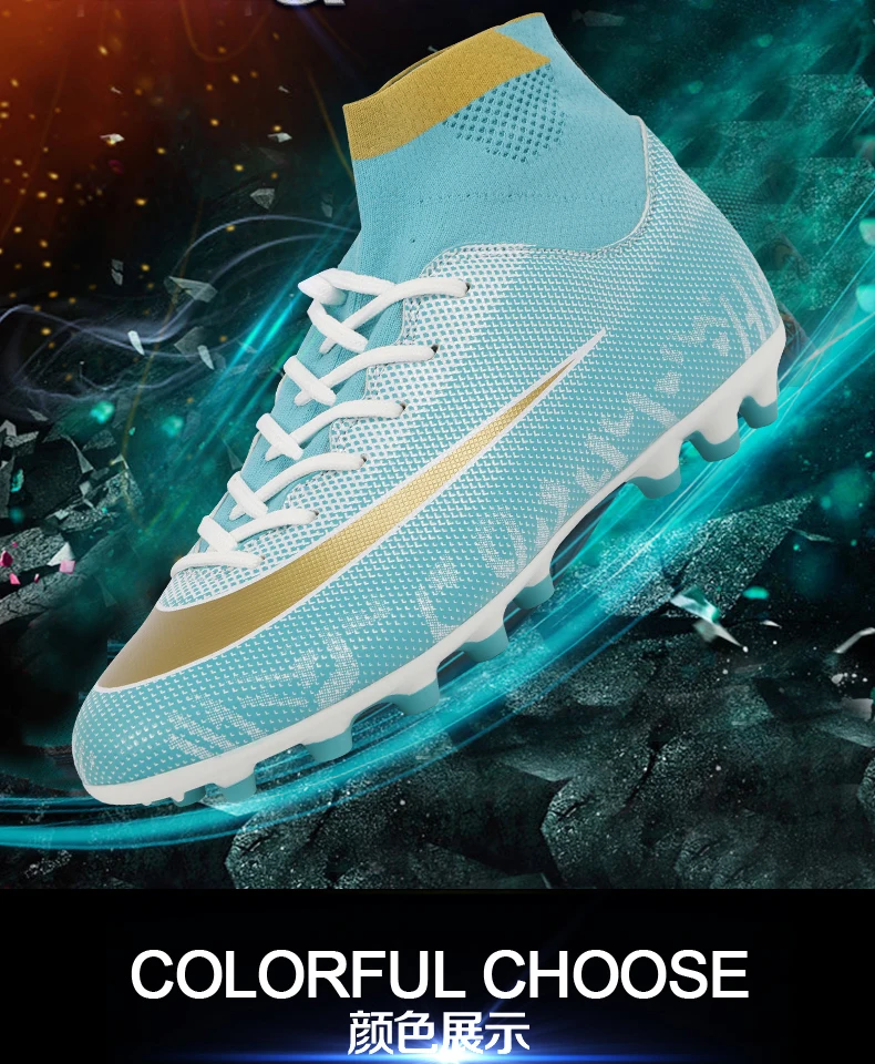 HoYeeLin Indoor Black Men Soccer Shoes Kids Cleats Training Football Boots High Ankle Sport Sneakers Size 35-45 Dropshippin