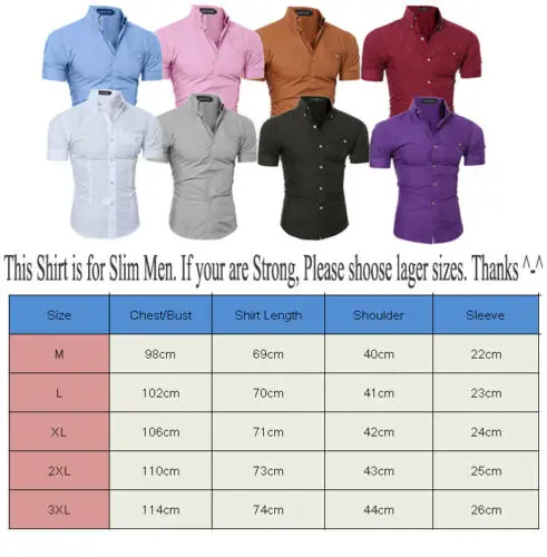

Plus Size 3XL Slim Fit Shirt Men Short Sleeve Business Formal Casual Stylish Solid Single Breasted Shirts Tops