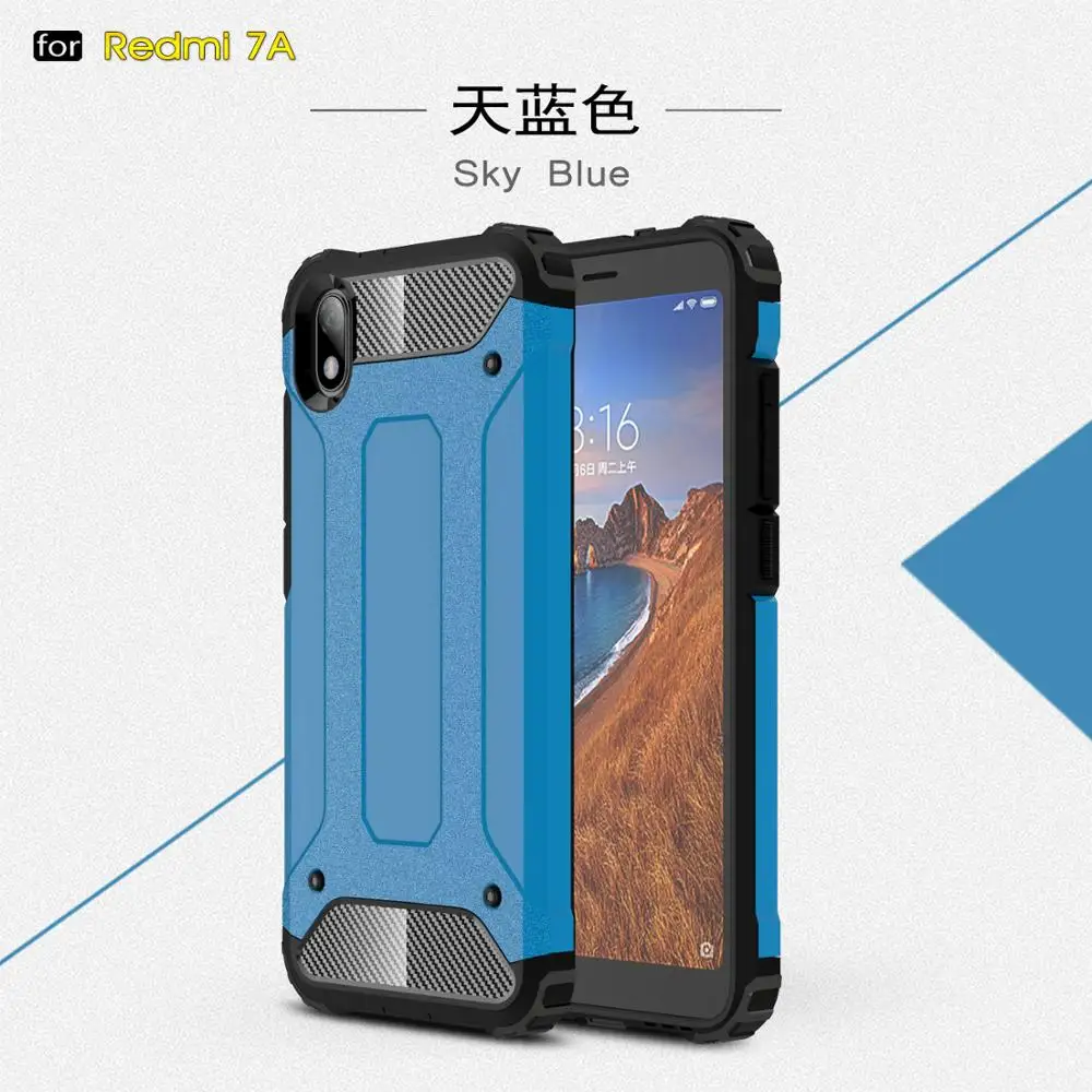 Для Xiaomi Redmi 7A резиновый двухслойный армированный гибридный жесткий чехол для 7