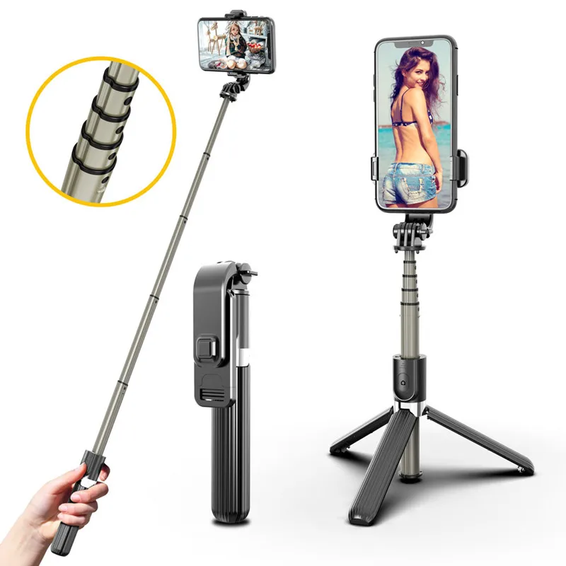 

L03 Portable Wireless Bluetooth Selfie Stick With Tripod Extendable Foldable Monopod For IOS Android iPhone 12 Pro Gopro Cameras