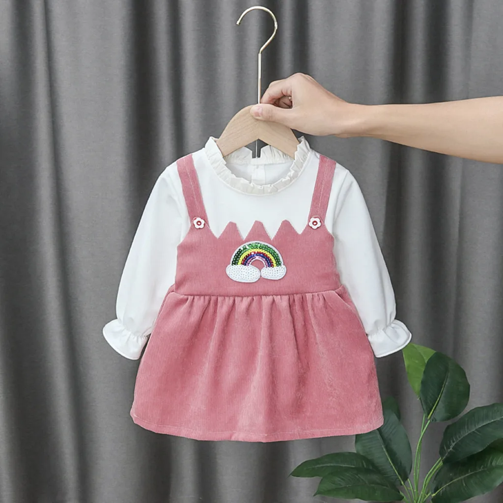 Новинка 2020 года Весеннее платье для девочек Платье принцессы Однотонное