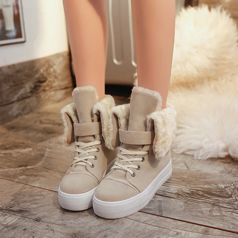 

Nice Winter Women Boots With Fur Warm Ankle Snow Boots Women Winter Shoes Fashion Student Rubber Boots Female Soft Shoes