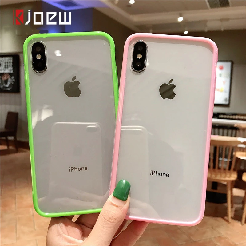 

KJOEW Transparent Shockproof Phone Case For iPhone 11 Pro Max X XR Xs Max 6 6s 7 8 Plus Soft TPU Acrylic Simple Clear Cover Capa