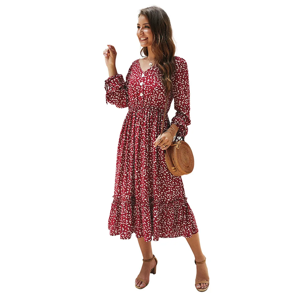 Женское Свободное длинное платье с принтом повседневное короткое большого