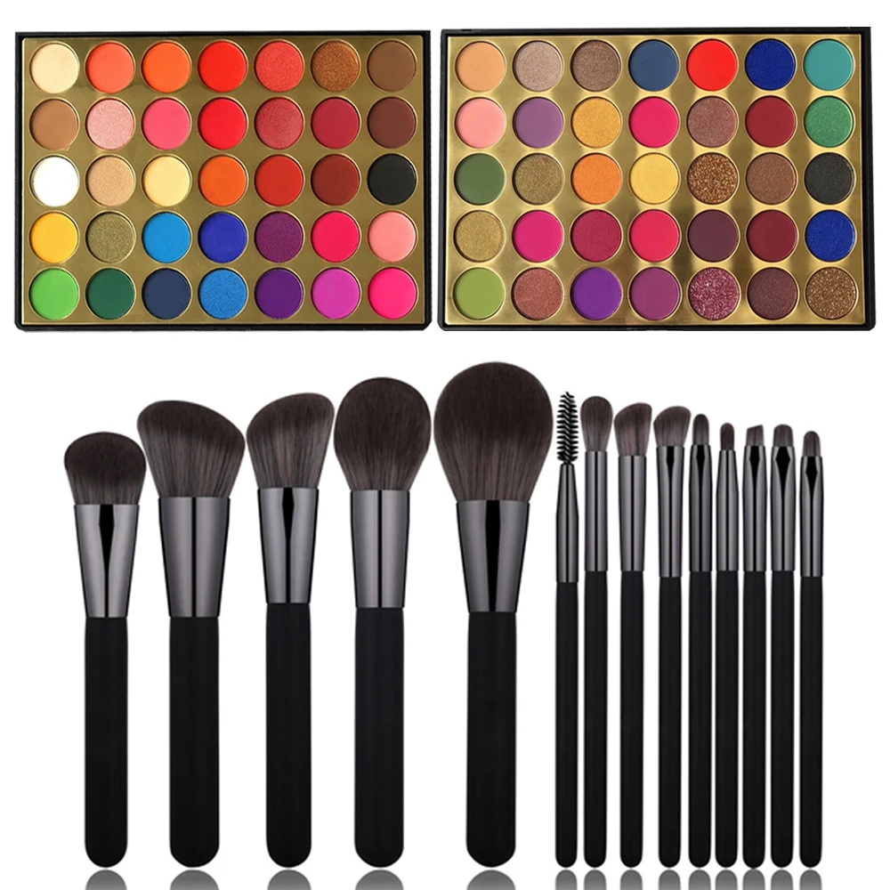 Пигментированные 35 цветов матовые мерцающие тени для век Палитра + Премиум