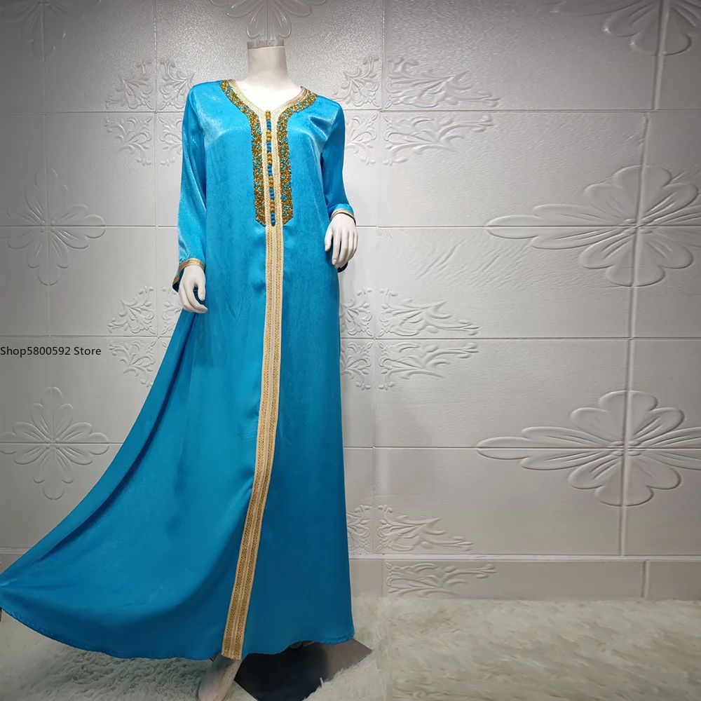 Eid Mubarak Kaftan Abaya Dubai Turkey Islam Muslim Dress Abayas Dresses For Women Caftan Marocain Robe Longue Femme Musulmane