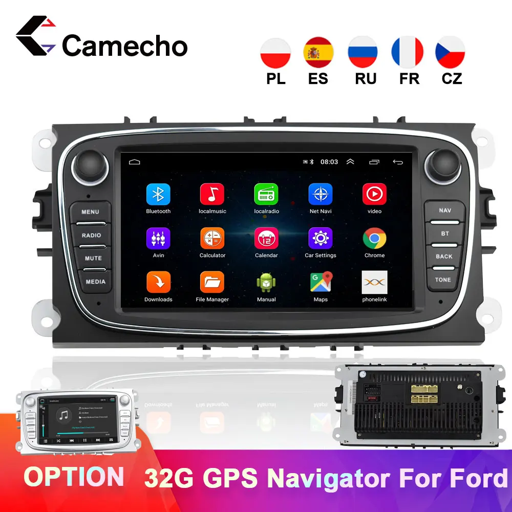 Camecho 2 din Android 8 1 для FORD Focus II EXI MT 3 Mk2 Mondeo 9 S MAX C Galaxy автомобильный Радио GPS