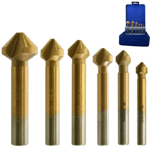 Набор сверл для снятия фаски с круглым хвостовиком 90 градусов, 3 канавки, 6,3-20,5 мм, 6 шт.