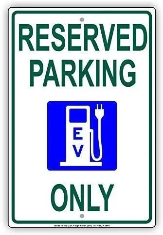 

LOVTshirts Reserved Parking EV Electrical Vehicle Only Charging Station Aluminum Metal Sign Platemetal tin sign 8x12 inch
