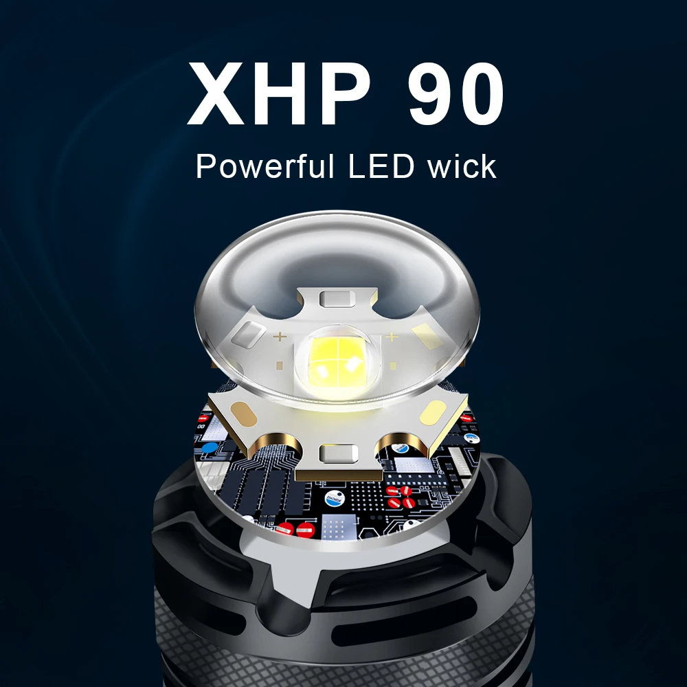 구매 2021 새로운 높은 강력한 LED XHP90 손전등 COB 플래시 빛 18650 충전식 전술 방수 토치 사냥 방어 랜 턴