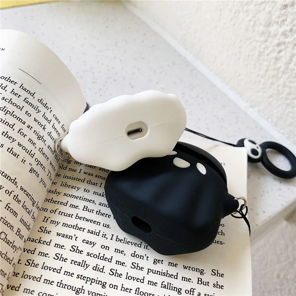Черный белый цвет призрак силиконовый чехол для Airpods Apple палец ремешок