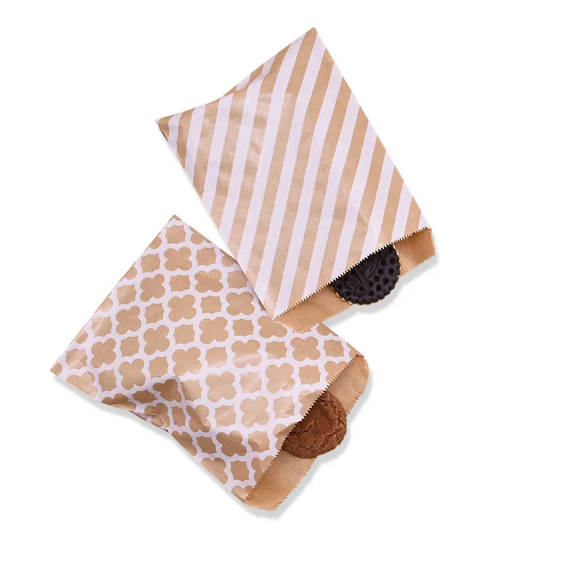 25pcs Kraft Paper Bags Treat Candy Bag Chevron Polka Dot Bags for Wedding Birthday Xmas New Year Party Favors Supplies Gift Bags