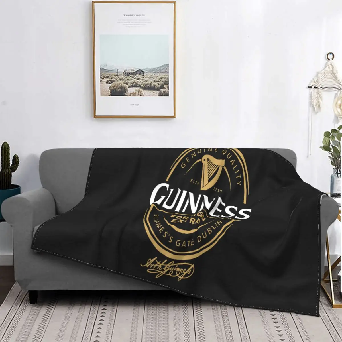 

Guiness-colcha a cuadros con Logo de cerveza, ropa de cama a cuadros, de Anime, de verano