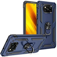 shockproof anti fall armor phone case for xiaomi pocophone poco x3 pro car magnetic holder cover for poco x3 nfc ring stand case