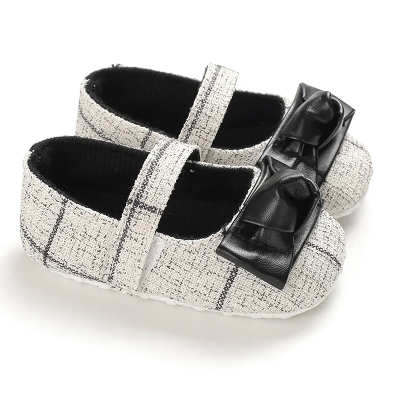 Zapatos de cuna con dise&ntilde;o de lazo anudado para beb&eacute;, suela blanda de princesa, para primeros pasos-4