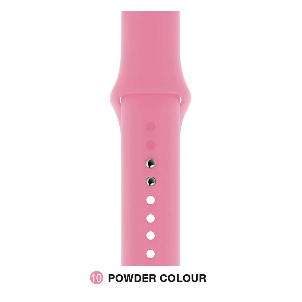 powder color Мягкий силиконовый сменный спортивный ремешок для Apple Watch версии 4, 3, 2, 1, 42 мм, 38 мм, браслет на запястье, ремешок для iWatch 4, 40 мм, 44 мм, спортивный - Цвет ремешка: powder color