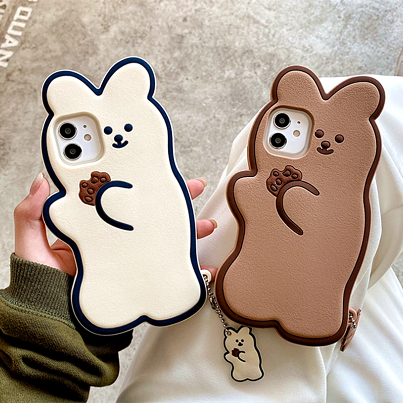 

3D Cute Chocolate Cookies Bear Siliocne Case For iphone 12Pro Max 11Pro 7 8Plus XR X XS MAX Cases Funny Cartoon Soft Phone Cover