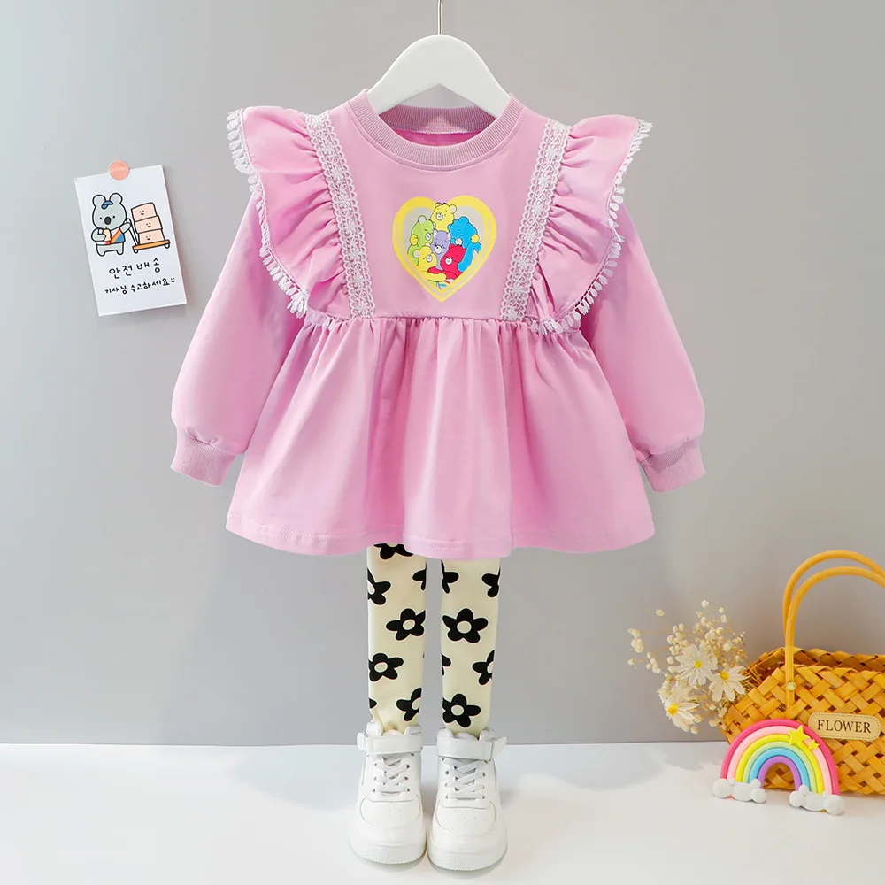 

Baby Girl Clothes Set Lovely Princess Long Sleeve Blouse+Floral Leggings Pants Two Piece Suit Autumn Cotton Toddler Girl Outfit