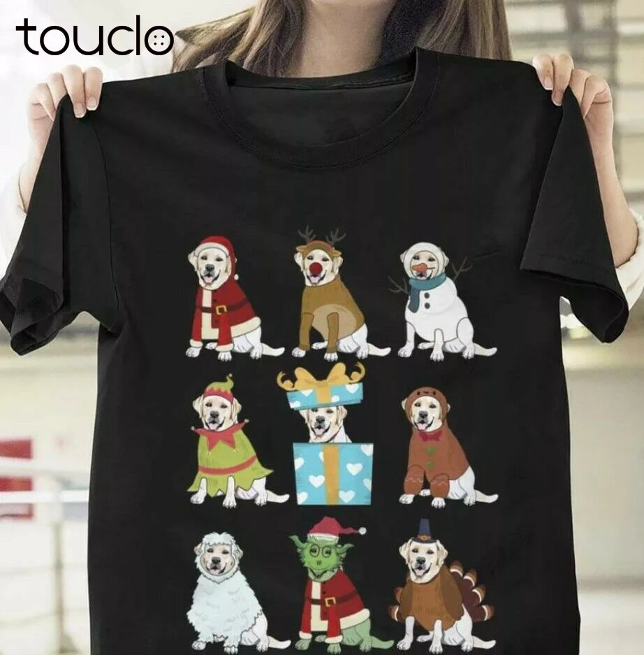 

Labrador Retriever Christmas T Shirt Black Cotton Men's