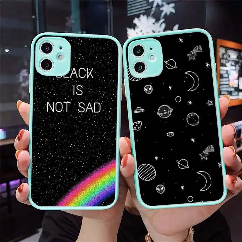 

Lover Plant Cartoon Phone Case For iPhone 12 11 Mini Pro XR XS Max 7 8 Plus X Matte transparent blue Back Cover