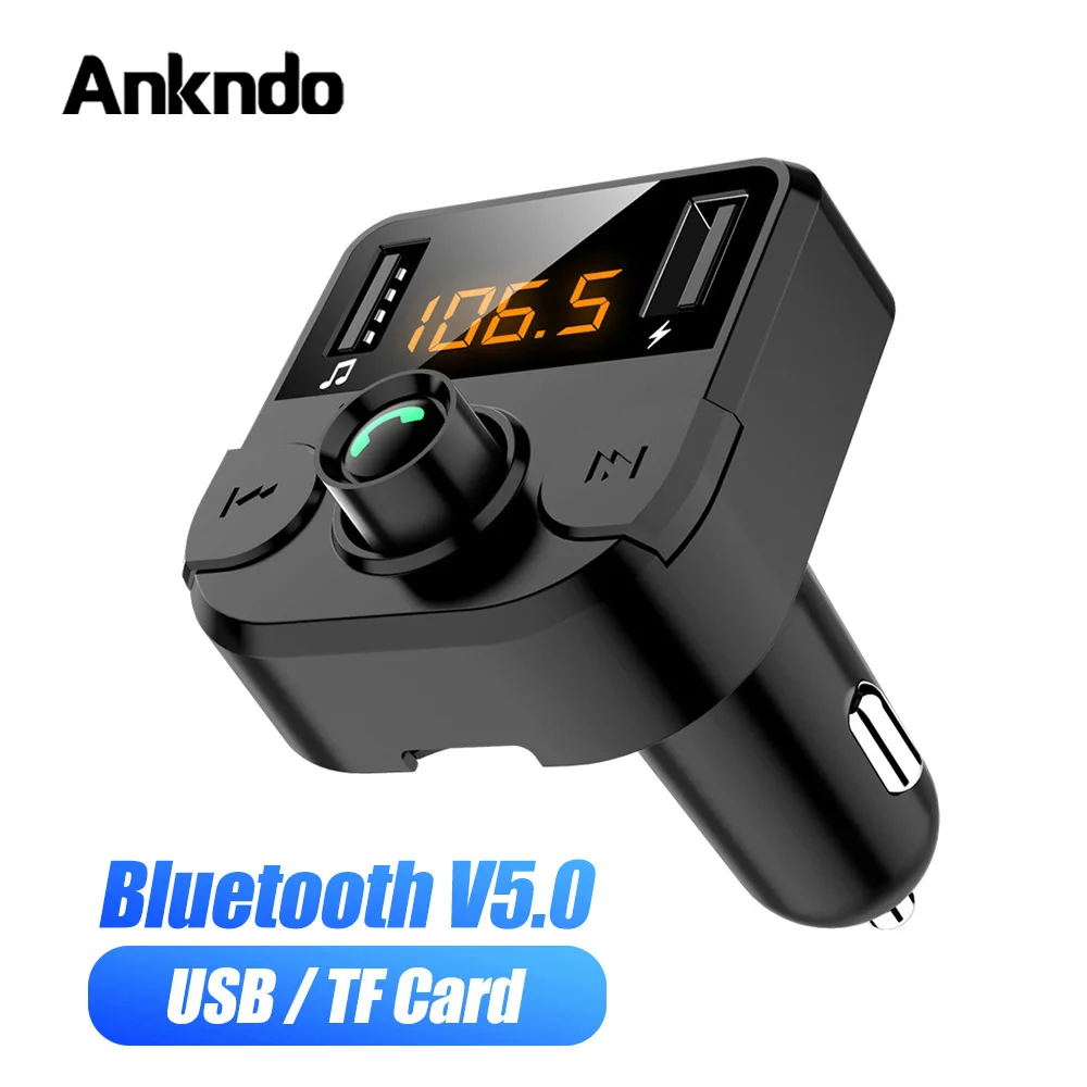 Автомобильное зарядное устройство ANKNDO Bluetooth 5 0 беспроводной fm передатчик громкая