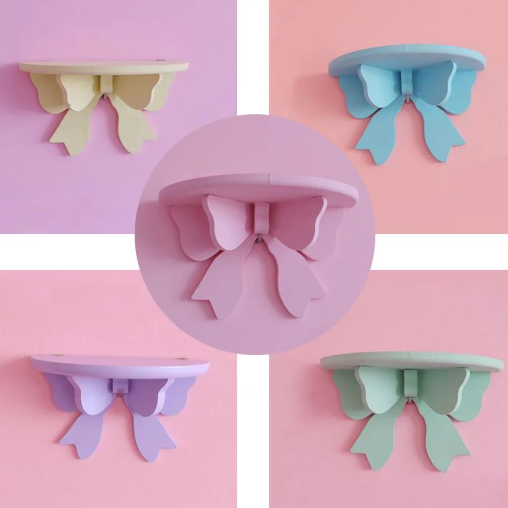 Декоративная деревянная настенная полка ручной работы в форме банта держатель