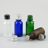 20pcs20ml amberclear blue green glass bottle e liquid perfume essential oil bottles containers with aluminum cap orifice reducer
