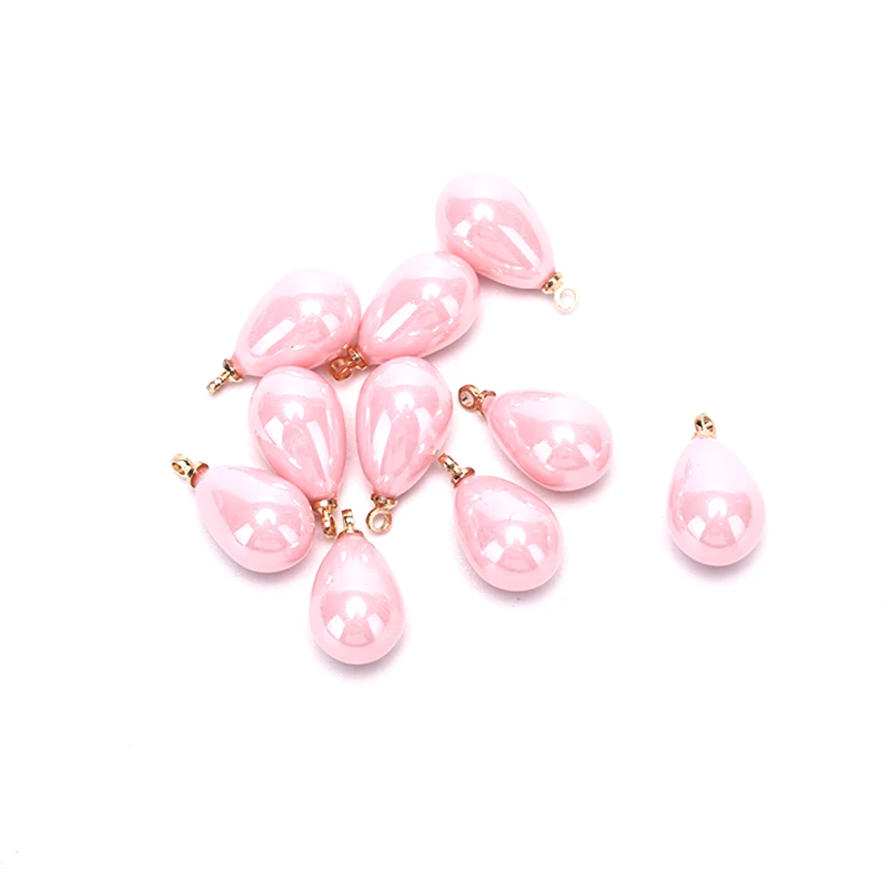 pink 10 шт./компл. модные капли воды жемчуг эмалированный подвески для самостоятельного изготовления ювелирных изделий серьги аксессуары - Окраска металла: pink