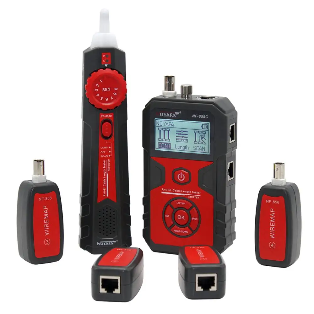 NOYAFA NF-858C Trace Cable Line Locator Portable Wire Tracker Cable Tester Finder Network Cable Testing BNC Measure Cable Length