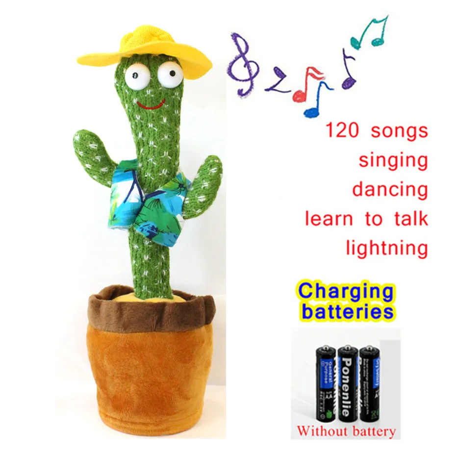 

Knitted Cloth Cactus Electronic Decoration Children's Fun Gifts Early Education Toys Plush Will Sing 120 Songs Dancing Cactus