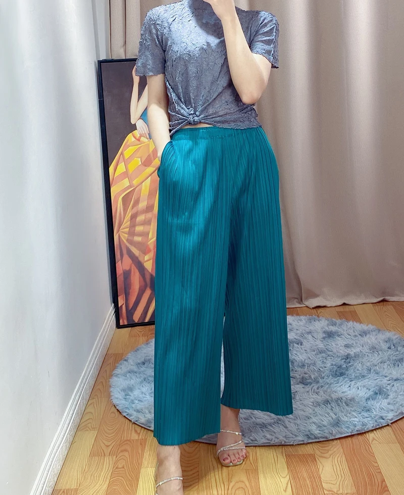 LANMREM Pleated Trousers 2021 Summer Women's Ankle-length Pants Loose Large Size Casual All-match Wide Leg Straight Pants YJ865
