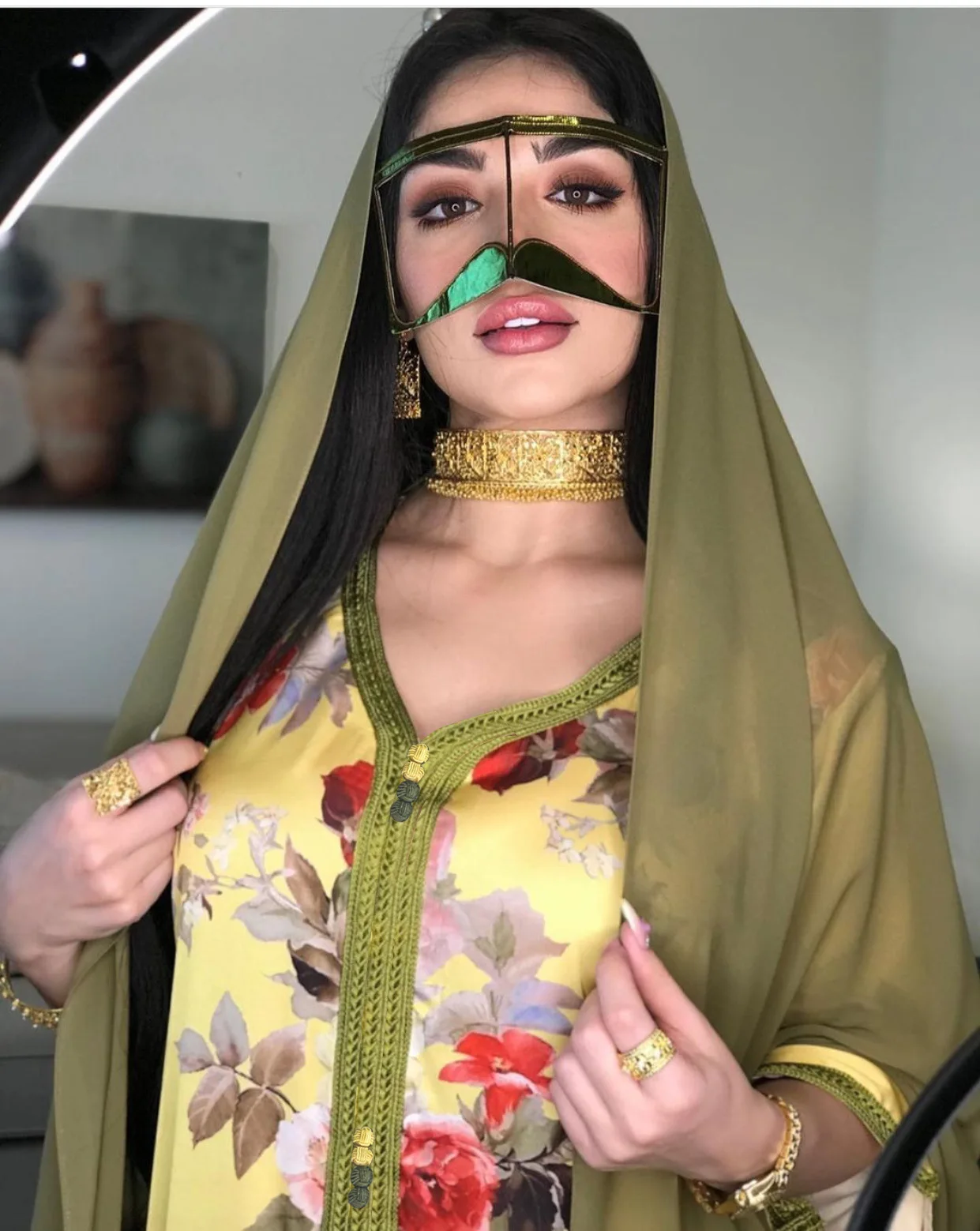 

Eid Ramadan Elegant Ethnic Floral Maxi Dress for Women 2021 Loose Muslim Jalabiya Long Sleeve Arabic Oman Dubai Islamic Clothing