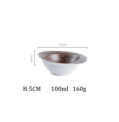 12 CM Bowl NIMITIME1 шт., японский стиль, керамическая Ретро миска для салата из риса с камнем, тарелка для фруктов, тарелка для суши, десертный ужин, домашняя посуда - Цвет: 12 CM Bowl