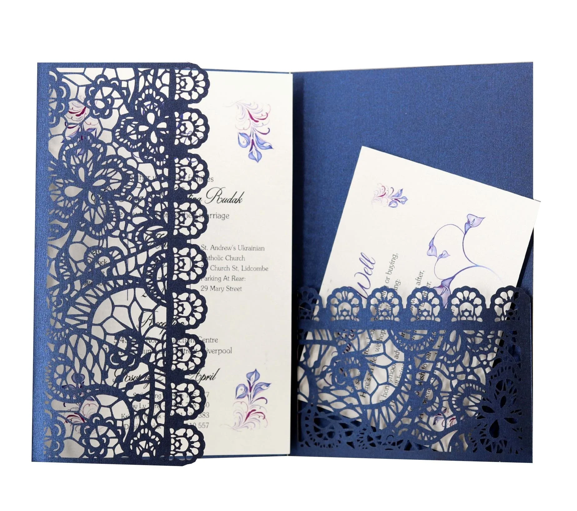 10pcs Laser Cut Wedding Invitation Lace Greeting Card Customization And RSVP Ribbon Party Supplies | Дом и сад