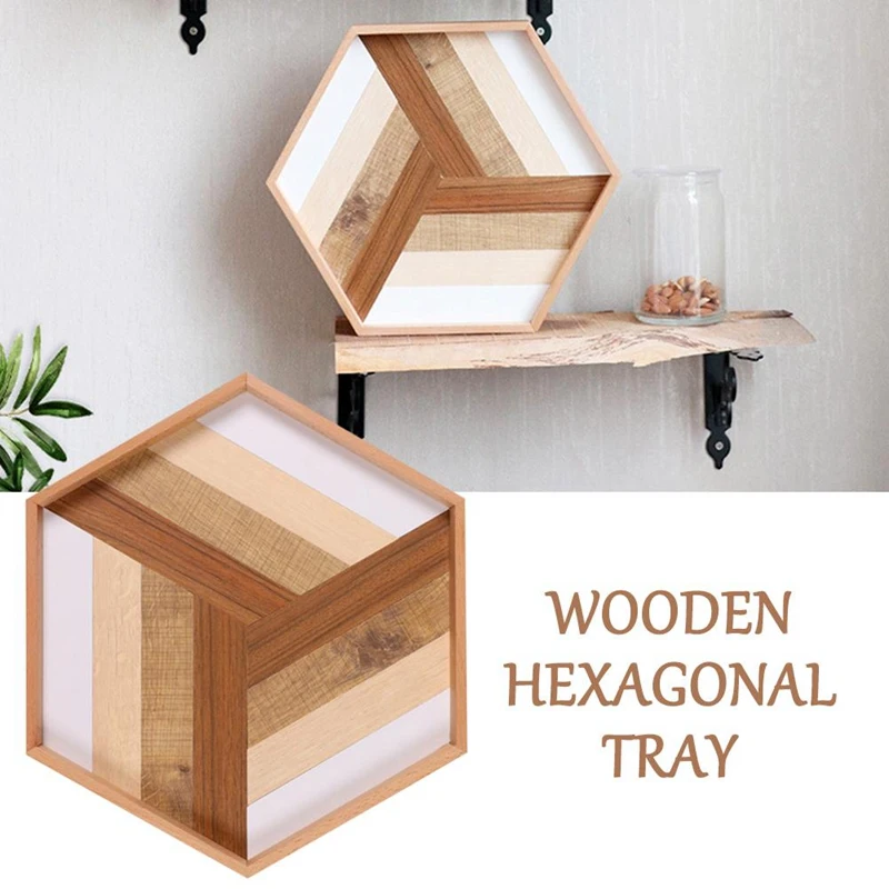 Деревянный поднос для украшения шестигранный выпечки деревянный чайной еды